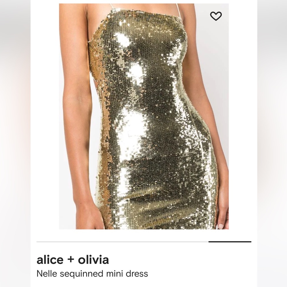 Alice + Olivia Nelle Sequined Gold dress